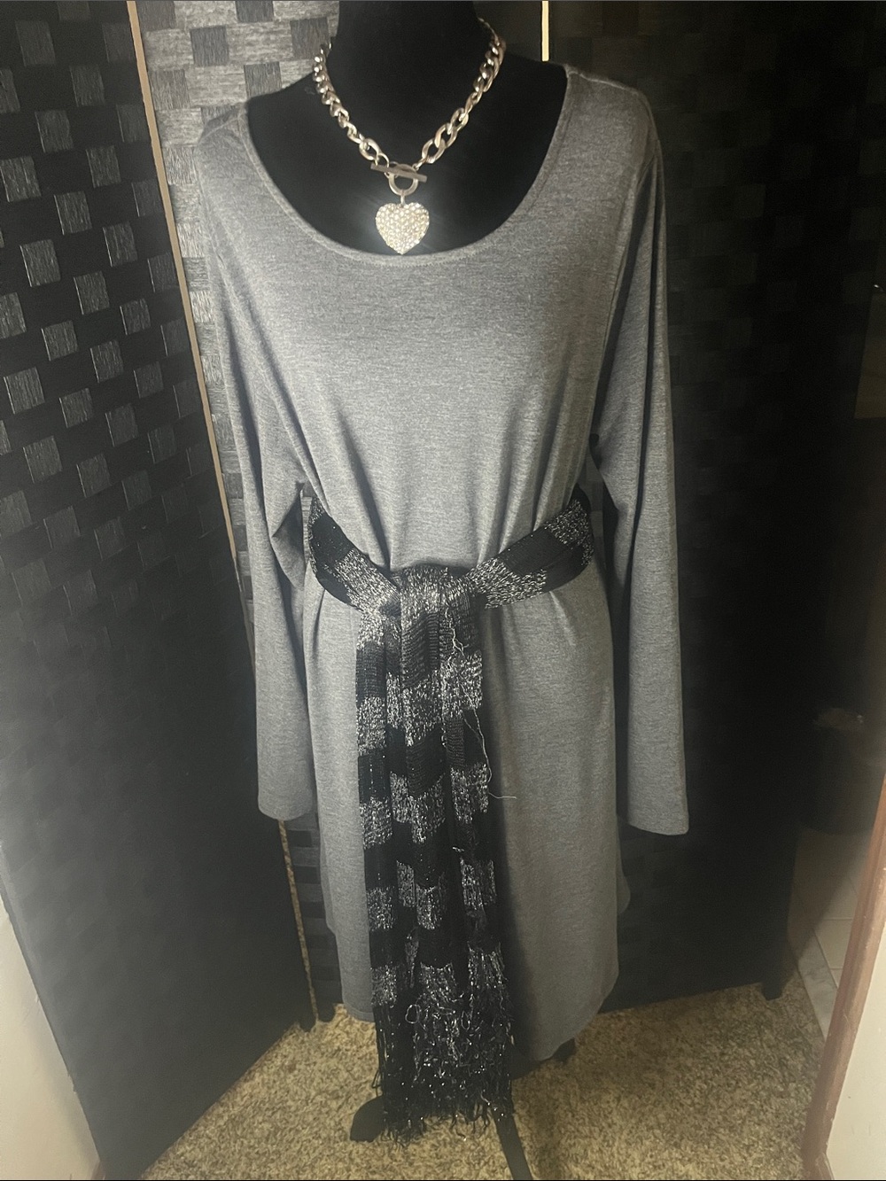 Old Navy Charcoal Gray Long Sleeve Swing Dress